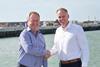 David Rumsey, Managing Director, Clarksons Port Services and Paul Ager, Divisional Port Manager, ABP in front of the Lowestoft Eastern Energy Facility. Credit Stephen Waller