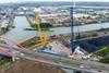 Pair of LR 11000 crawler cranes used for bridge swap 1
