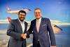 Air One Guneet Mirchandani, Executive Chairman of AIR ONE, and Ingo Zimmer, CEO of ATC Aviation Services AG, celebrate the new GSSA agreement for AIR ONE’s new scheduled cargo operations.