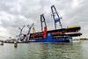 Bonn & Mees unloads inland vessel hulls at port of Rotterdam, sept 2020