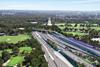 Blue Water Shipping Artist impression aerial of North East Link Tunnel portal and Bulleen Road, Victoria's Big Build