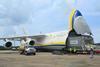 Antonov AN-124-100 aircraft transports satellite, sept 2020