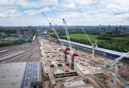 Marr's world largest capacity tower cranes at Old Oak Common credit John Zammit, courtesy of HS2