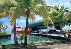 Sarens loads in and installs bullet tanks in Tahiti