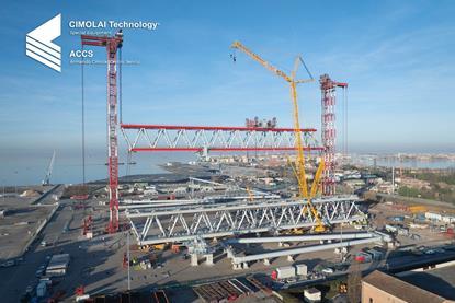 Cimolai  The first of two 800-tonne Goliath cranes destined for the port of Chioggia is nearing completion.