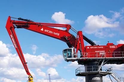 Katoen Natie received three Mantsinen 300 cranes in the port of Antwerp