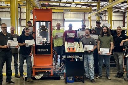 Engineered Rigging’s technicians after completing Holmatro’s dynamic testing training.