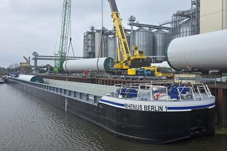 Enercon and Rhenus use push barge to move wind turbine components