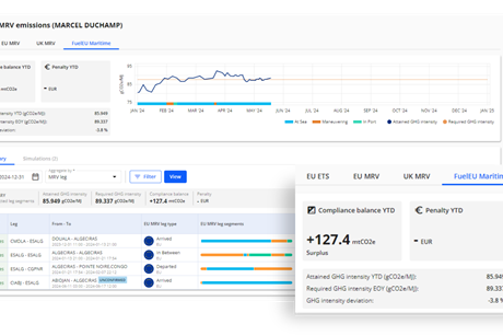 Stormgeo FuelEU Maritime dashboard