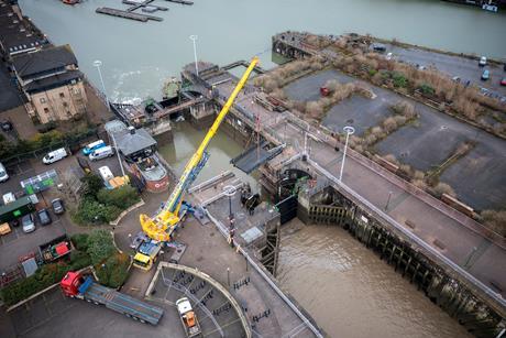 Ainscough removes bridge at Liverpool dock