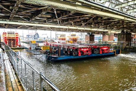 Mammoet.Major bridge replacement project at Amsterdam Centraal Station.3