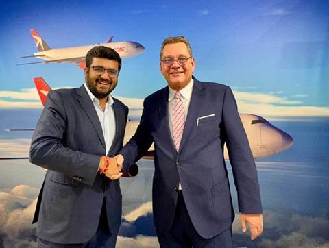 Air One Guneet Mirchandani, Executive Chairman of AIR ONE, and Ingo Zimmer, CEO of ATC Aviation Services AG, celebrate the new GSSA agreement for AIR ONE’s new scheduled cargo operations.
