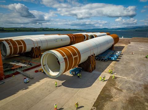 Sarens PSG handling components for the Moray West offshore wind farm.