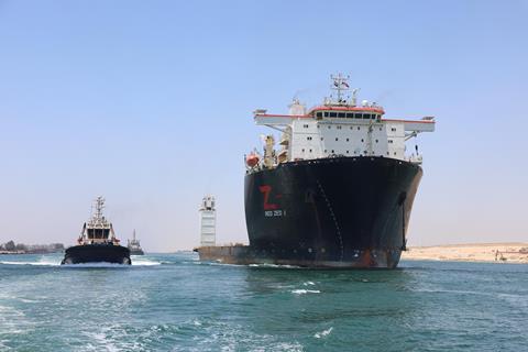Red Zed 1 grounds in the Suez canal June 2025