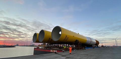 Wagenborg Barge 8 transported monopiles