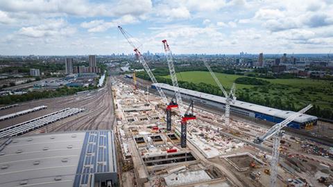 Marr's world largest capacity tower cranes at Old Oak Common credit John Zammit, courtesy of HS2