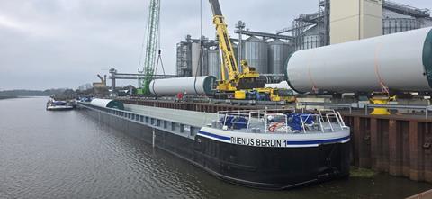 Enercon and Rhenus use push barge to move wind turbine components