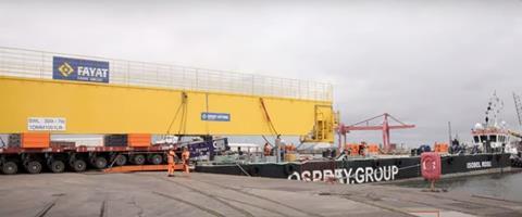 Giant cranes delivered to Hinkley Point C by Osprey