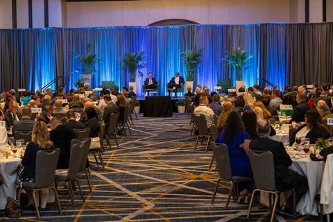 JAXPORT Chief Executive Officer Eric Green (right) and Chief Commercial Officer Robert Peek participate in a discussion about the initiatives driving cargo volume growth.