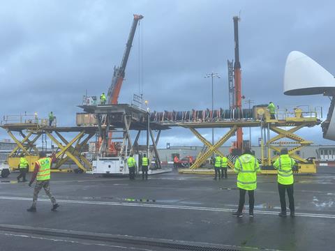 Prestwick Cargo Services uses three main deck loaders and two cranes to offload outsized cargo