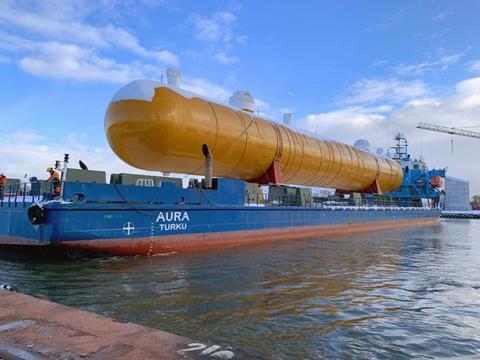 One-of-five-storage-bullets-arriving-for-the-EGAT-Project-at-the-Barkowy-jetty-in-Poland