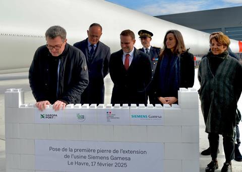 Credit Haropa Port NautilusThe laying of the foundation stone for the extension of the Siemens Gamesa Renewable Energy plant in Le Havr