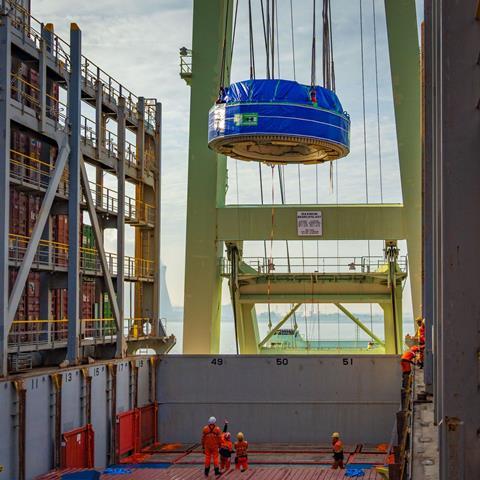 PSA Belgium loads heavy lift unit onto ONE Treasure