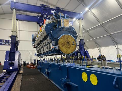 SIMI assembles engines using Enerpac gantry 1