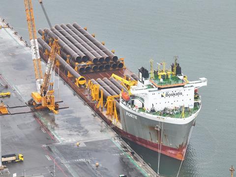 Boskalis delivers pin piles for TPC2 wind farm in Taiwan Strait