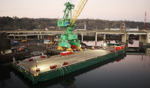 Berard transports crane and installs bridge span 1