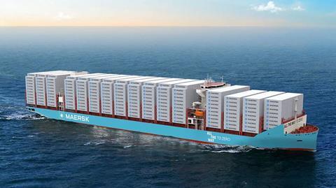A rendering of Maersk's methanol-powered newbuilding