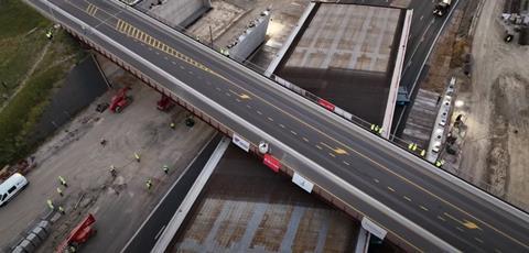 Sarens install bridge in Zaventem