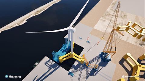 Floating Structure and WInd Turbine during launch