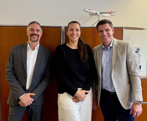 From left to right: Fabian Heil, managing director of MBS Logistics AG; Maria Wegmüller, managing director of Gerhard Wegmüller; Joerg Roehl, ceo of MBS Group and chairman of the board of directors of MBS Logistics AG.
