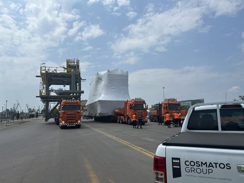 Cosmatos Group delivering oversized cargo to the port.