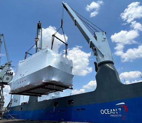 Loading cargoes onto Ocean7's heavy lift vessel Atlantic Dawn.