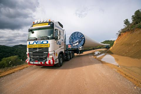 Laso transports tower components for Los Barrios wind farm